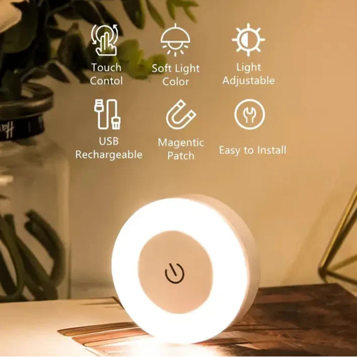 LED Touch Night Lamp – Dimmable Ambient Light with Warm & White Modes