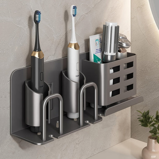 BristleHub Wall-Mounted Electric Toothbrush Holder – Aluminium Bathroom Organiser with Drainage Holes