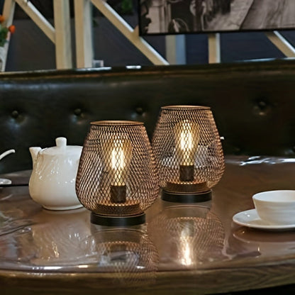 AuroraMesh Table Lamp Set – Industrial Style with Warm Ambient Lighting