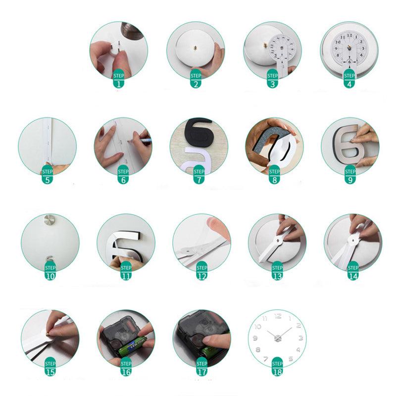 Elegance Wall Clock – Large Modern Geometric DIY Quartz Clock for Living Room