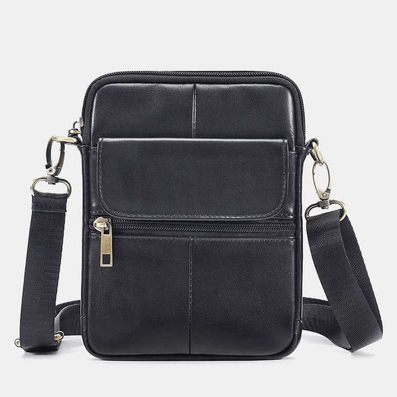 Men’s Small Genuine Leather Shoulder Bag – Compact Crossbody with Adjustable Strap