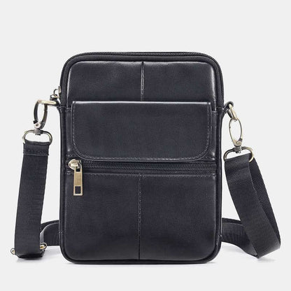 Men’s Small Genuine Leather Shoulder Bag – Compact Crossbody with Adjustable Strap