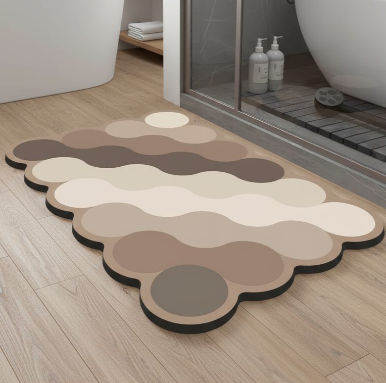 Luxury Diatomite Bathroom Mat – Quick-Dry Non-Slip Shower Mat in Beige