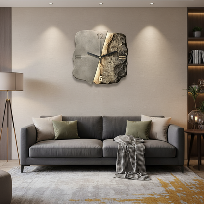 Modern 3D Wall Clock – Large 30cm Designer Sandstone Clock with Silent Quartz Movement