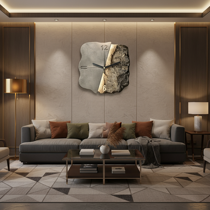 Modern 3D Wall Clock – Large 30cm Designer Sandstone Clock with Silent Quartz Movement