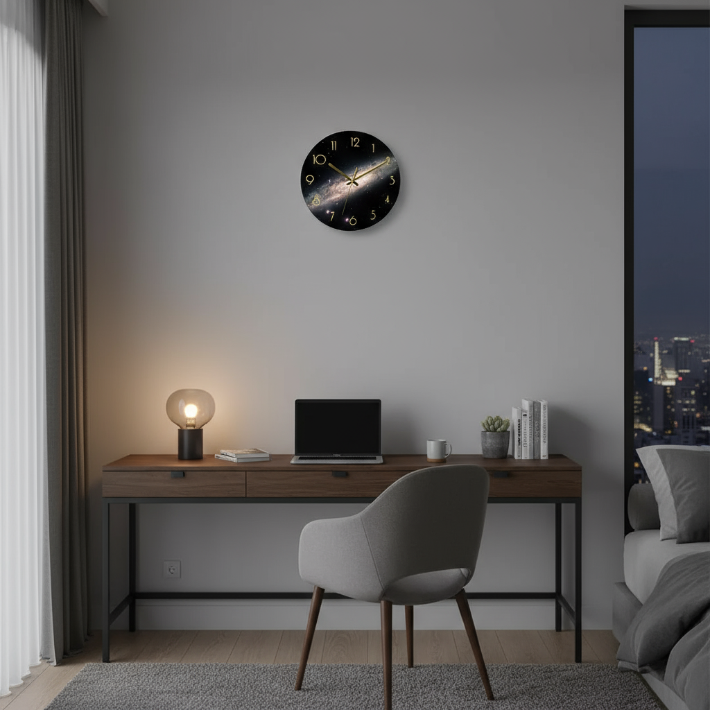 Modern Large Glass Wall Clock – Elegant Minimalist Design for Kitchen & Living Room