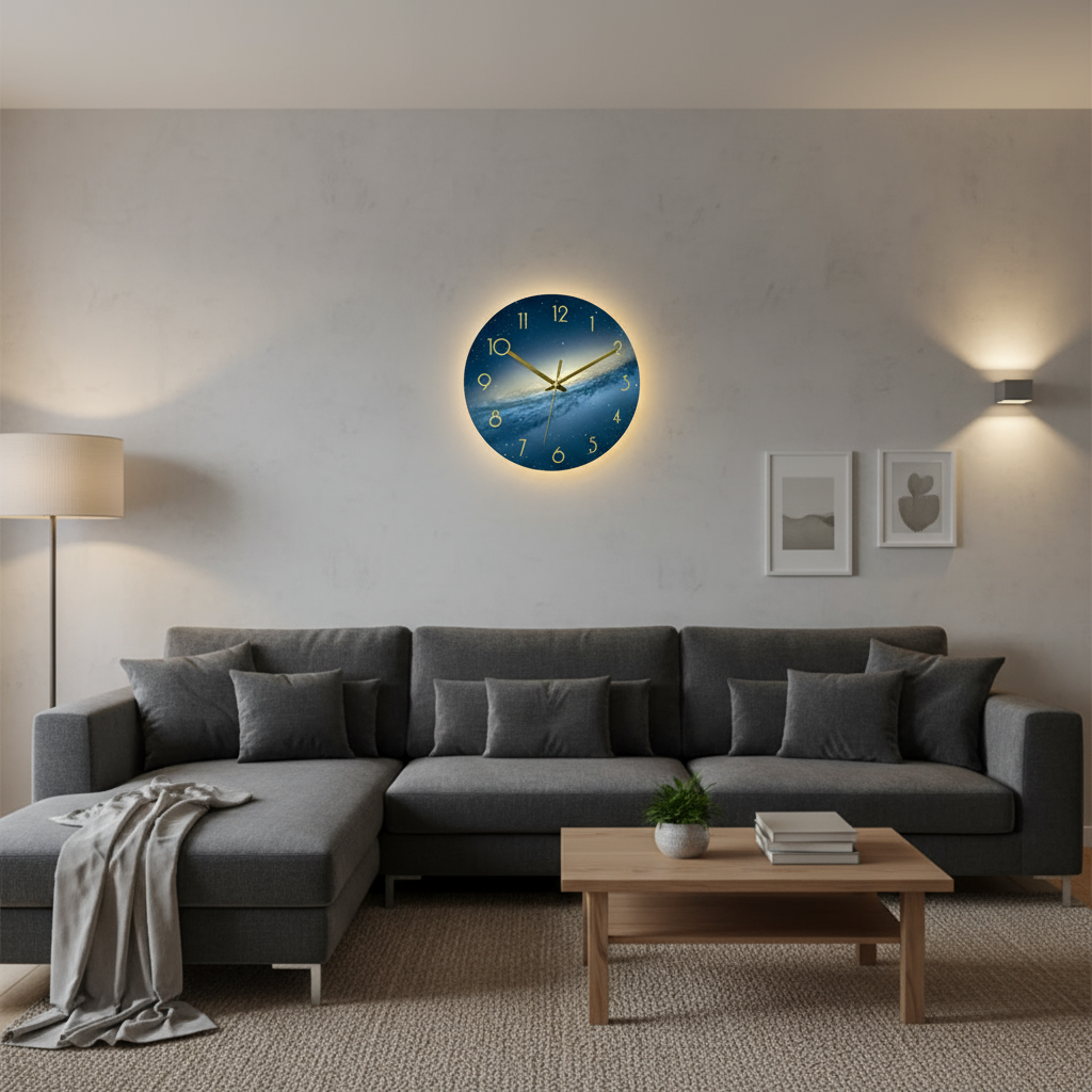 Modern Large Glass Wall Clock – Elegant Minimalist Design for Kitchen & Living Room