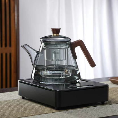 Aetheris Glass Brew Teapot – Heat-Resistant Glass Teapot with Wooden Handle & Infuser (900ml)