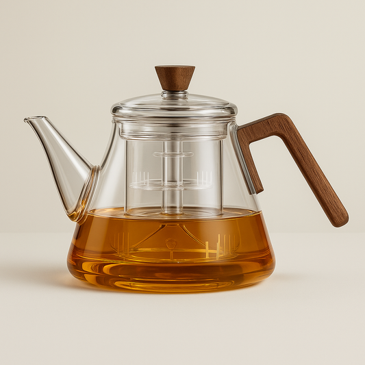 Aetheris Glass Brew Teapot – Heat-Resistant Glass Teapot with Wooden Handle & Infuser (900ml)