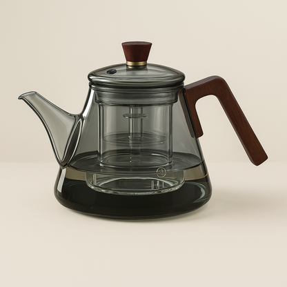 Aetheris Glass Brew Teapot – Heat-Resistant Glass Teapot with Wooden Handle & Infuser (900ml)