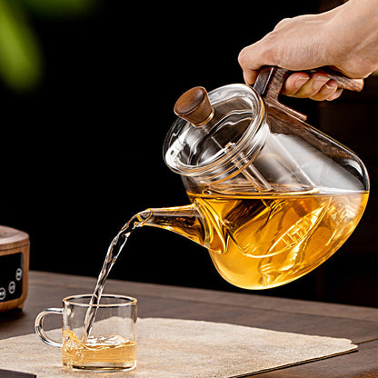 Aetheris Glass Brew Teapot – Heat-Resistant Glass Teapot with Wooden Handle & Infuser (900ml)