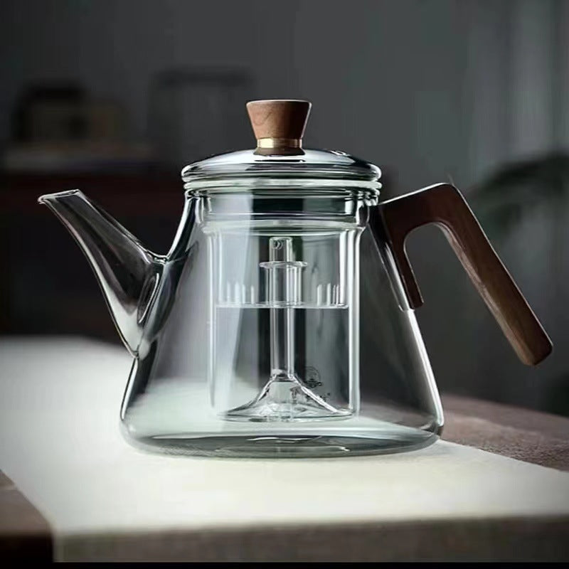 Aetheris Glass Brew Teapot – Heat-Resistant Glass Teapot with Wooden Handle & Infuser (900ml)