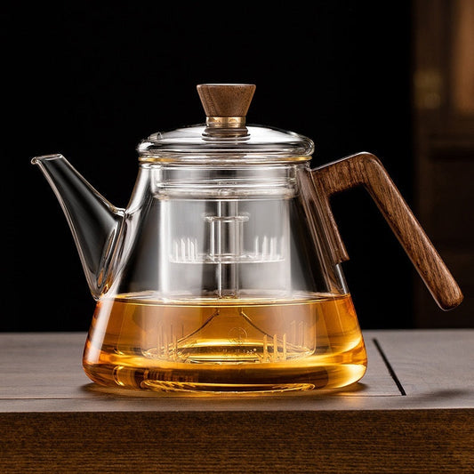 Aetheris Glass Brew Teapot – Heat-Resistant Glass Teapot with Wooden Handle & Infuser (900ml)