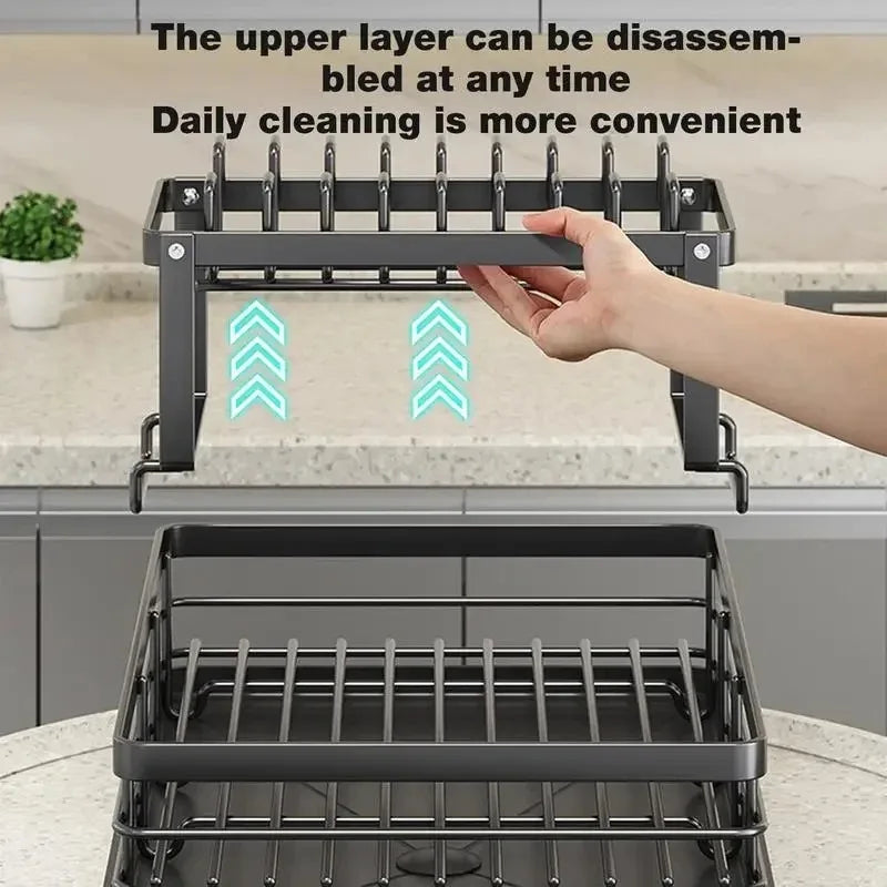 Adjustable Stainless Steel Dish Drying Rack – Space-Saving Kitchen Drainer for Plates, Glasses & Cutlery