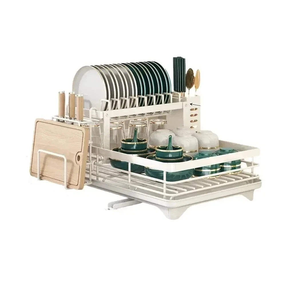 Adjustable Stainless Steel Dish Drying Rack – Space-Saving Kitchen Drainer for Plates, Glasses & Cutlery