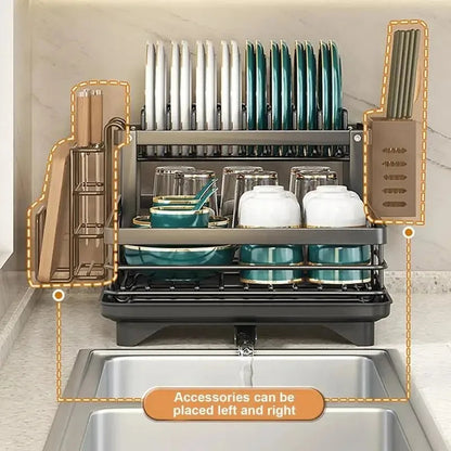 Adjustable Stainless Steel Dish Drying Rack – Space-Saving Kitchen Drainer for Plates, Glasses & Cutlery