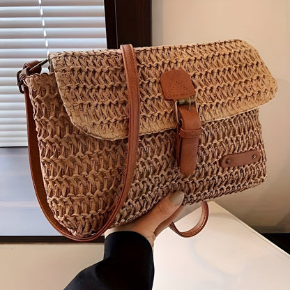Annalise Bag – Vintage Style Woven Straw Shoulder Bag for Summer