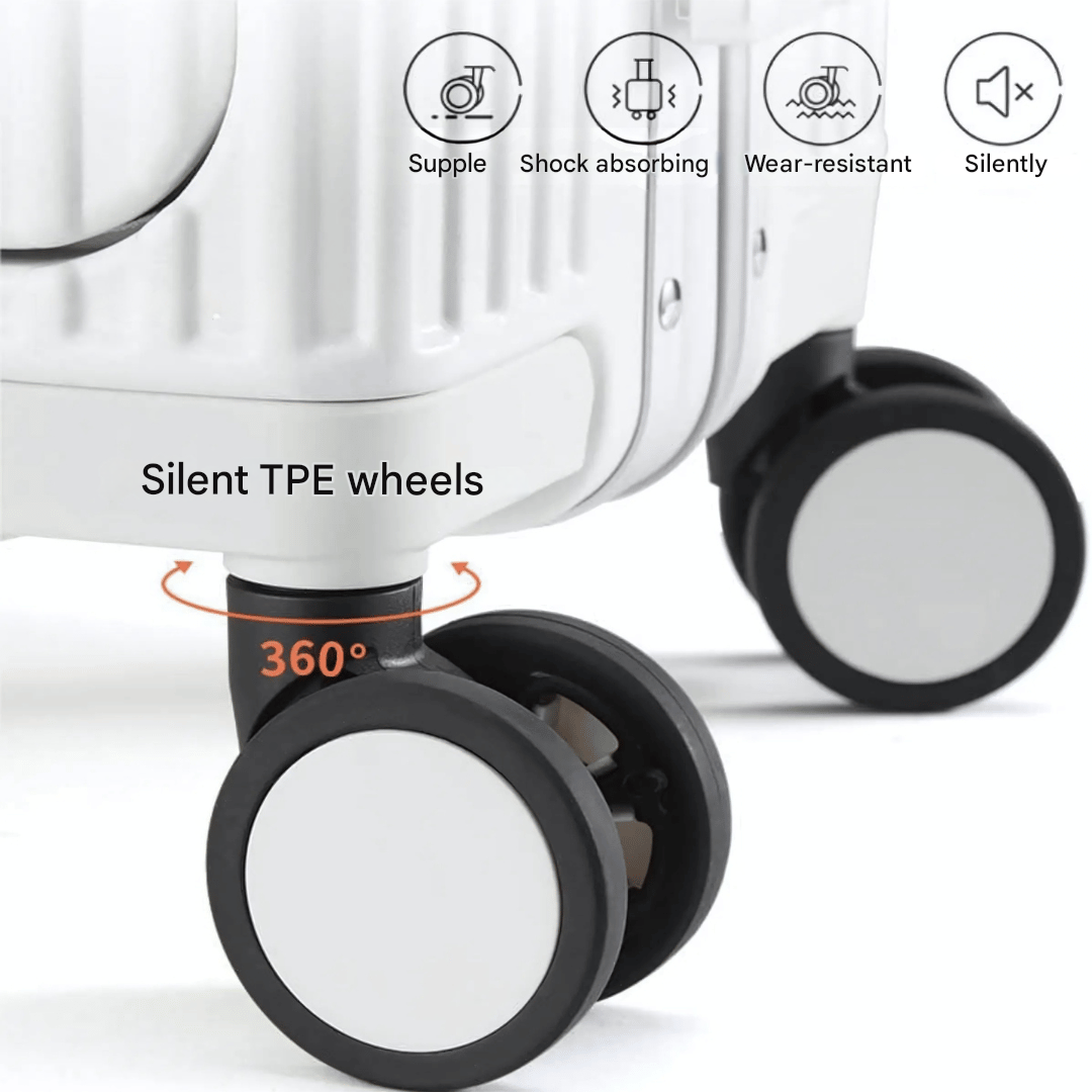 Manhattan Pro – Hard Shell Carry-On Suitcase with Aluminium Frame, Laptop Compartment & USB Ports