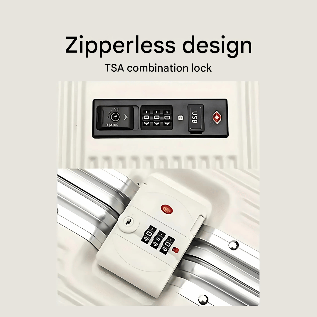 Manhattan Pro – Hard Shell Carry-On Suitcase with Aluminium Frame, Laptop Compartment & USB Ports