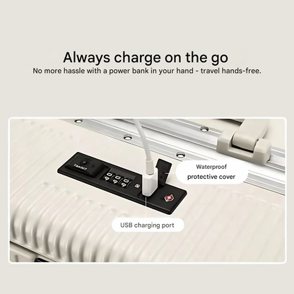 Manhattan Pro – Hard Shell Carry-On Suitcase with Aluminium Frame, Laptop Compartment & USB Ports