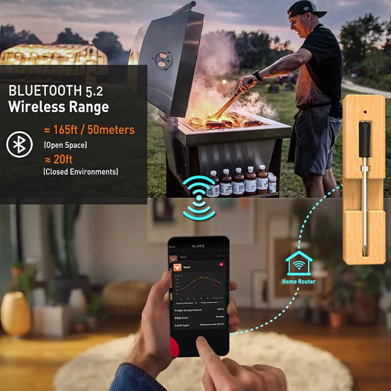 Wireless Meat Thermometer – Perfect Steaks, BBQ, Fish, or Turkey Made Easy