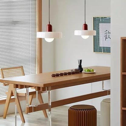 Coloured Glass Pendant Light – Elegant Bauhaus-Style Hanging Lamp for Living Room & Dining Area