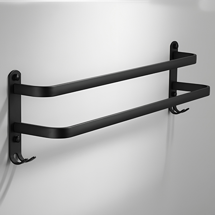 FlexRack Wall-Mounted Bathroom Storage Shelf with Towel Holder – Space-Saving Aluminium Rack