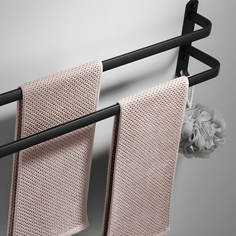 FlexRack Wall-Mounted Bathroom Storage Shelf with Towel Holder – Space-Saving Aluminium Rack