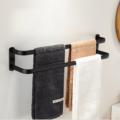 FlexRack Wall-Mounted Bathroom Storage Shelf with Towel Holder – Space-Saving Aluminium Rack