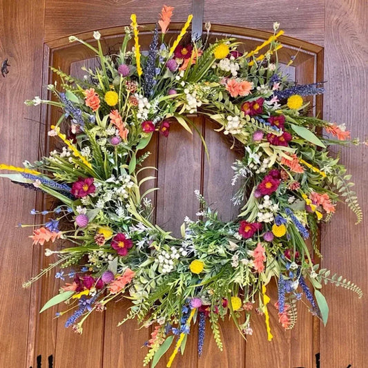 Bloomora – Handcrafted Lifelike Door Wreath with Seasonal Floral Arrangement
