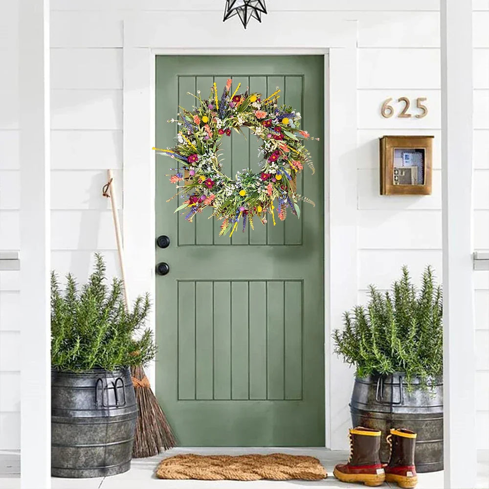 Bloomora – Handcrafted Lifelike Door Wreath with Seasonal Floral Arrangement