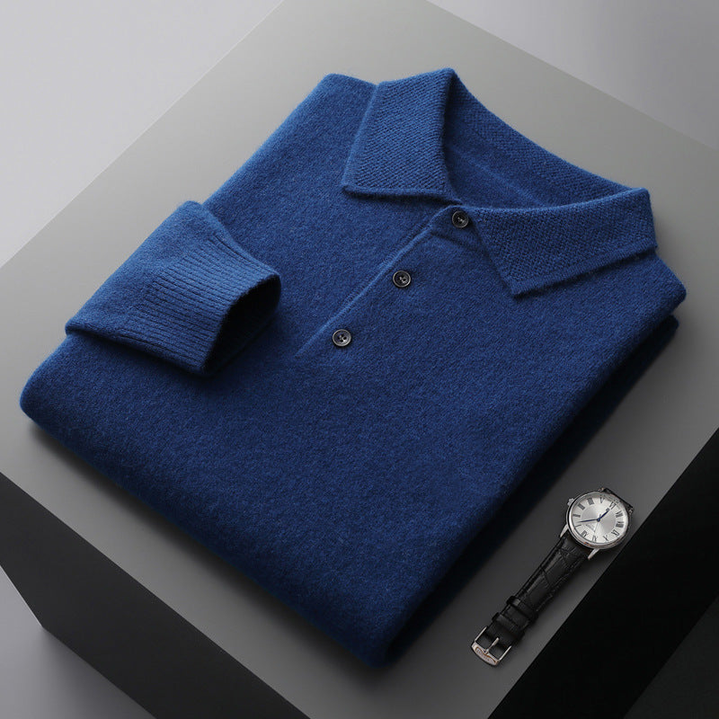 Luxury Cashmere Merino Long Sleeve Polo Shirt – Premium Soft Knit for Timeless Style