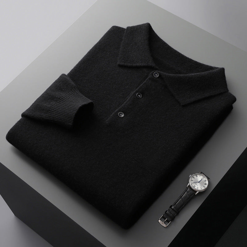 Luxury Cashmere Merino Long Sleeve Polo Shirt – Premium Soft Knit for Timeless Style