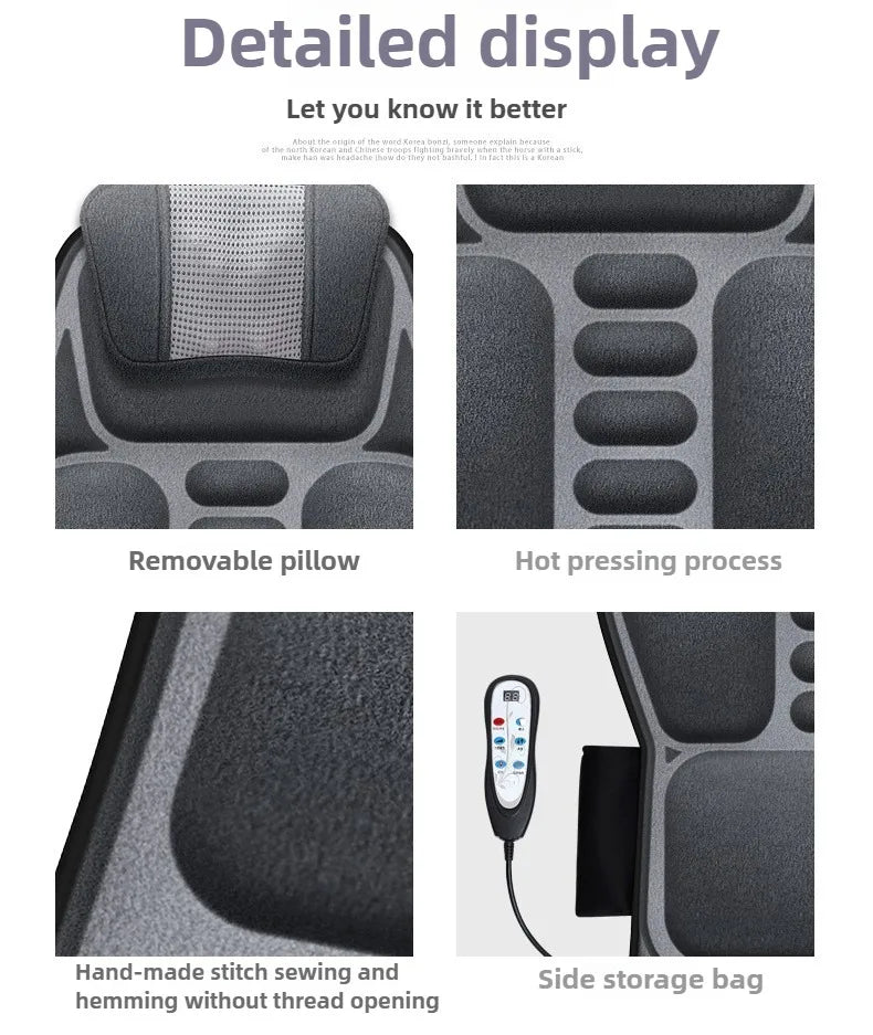 Shiatsu Full Body Back Massager with Heat & Adjustable Seat – Stress & Pain Relief Cushion