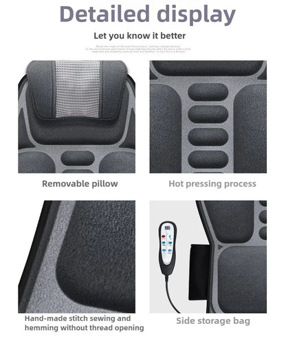 Shiatsu Full Body Back Massager with Heat & Adjustable Seat – Stress & Pain Relief Cushion