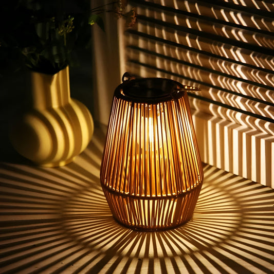 CageRattan – Bamboo Solar Garden Light – Waterproof Hanging Lantern