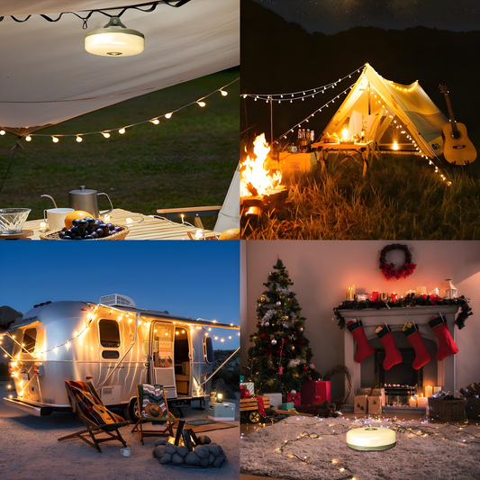 CampBeam LED Outdoor String Lights – Rechargeable Waterproof Lights with Magnetic Hooks & 5 Lighting Modes