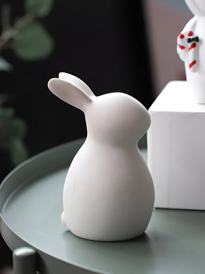 ConeyBliss Minimalist Ceramic Bunny – Elegant White Easter Rabbit Figurine Decor