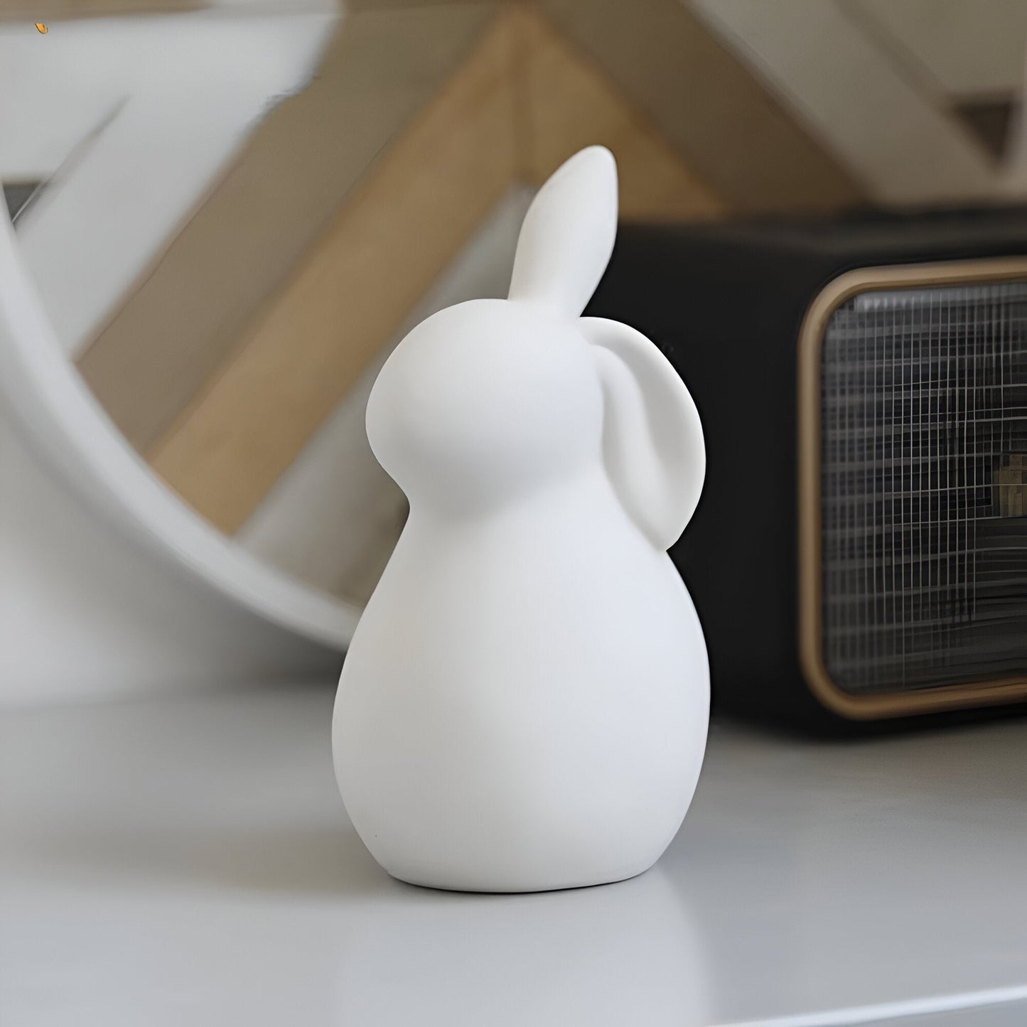 ConeyBliss Minimalist Ceramic Bunny – Elegant White Easter Rabbit Figurine Decor