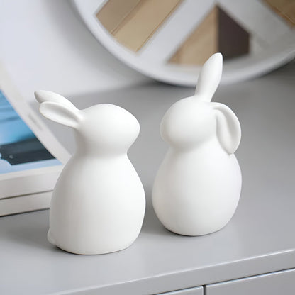 ConeyBliss Minimalist Ceramic Bunny – Elegant White Easter Rabbit Figurine Decor
