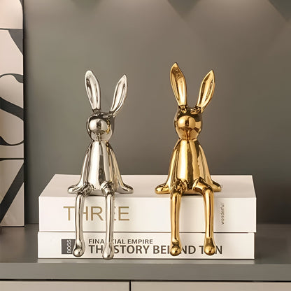 ConyGleam Ceramic Easter Bunny – Luxury Long-Eared Rabbit Figurine | Elegant Easter Home Decor