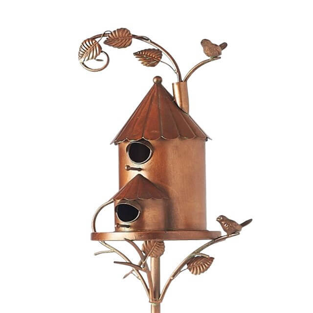 Metal Garden Birdhouse Stake – Decorative Outdoor Bird House with Rustic Charm