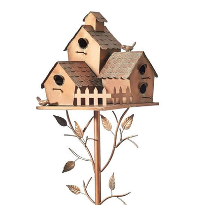 Metal Garden Birdhouse Stake – Decorative Outdoor Bird House with Rustic Charm