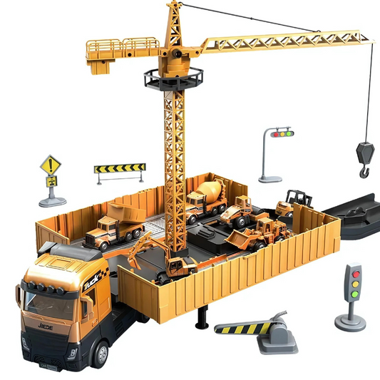 BrixBuddy 2-in-1 Construction Truck Toy with Mini Vehicles