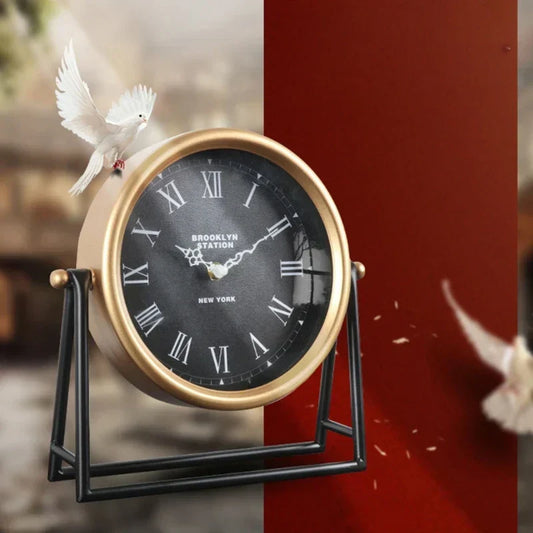 ClassicTock – Retro Metal Desk Clock | Silent Vintage-Style Decorative Table Clock for Home & Office