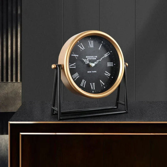 ClassicTock – Retro Metal Desk Clock | Silent Vintage-Style Decorative Table Clock for Home & Office