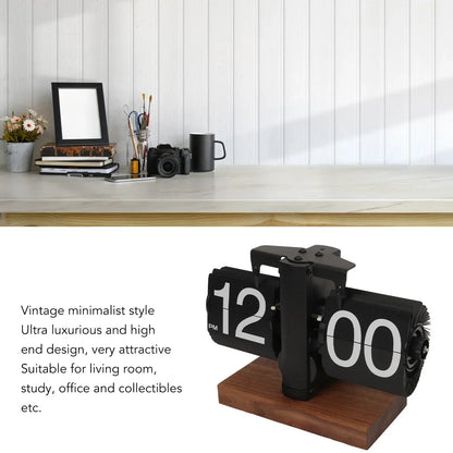 Silvara – Vintage Flip Down Clock in Walnut Wood | Retro Mechanical Design