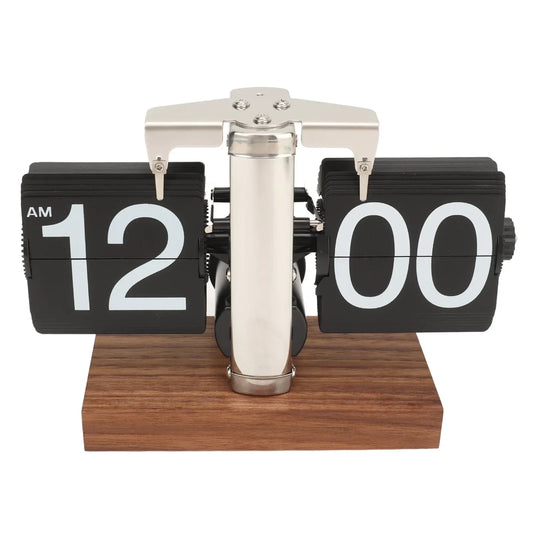 Silvara – Vintage Flip Down Clock in Walnut Wood | Retro Mechanical Design