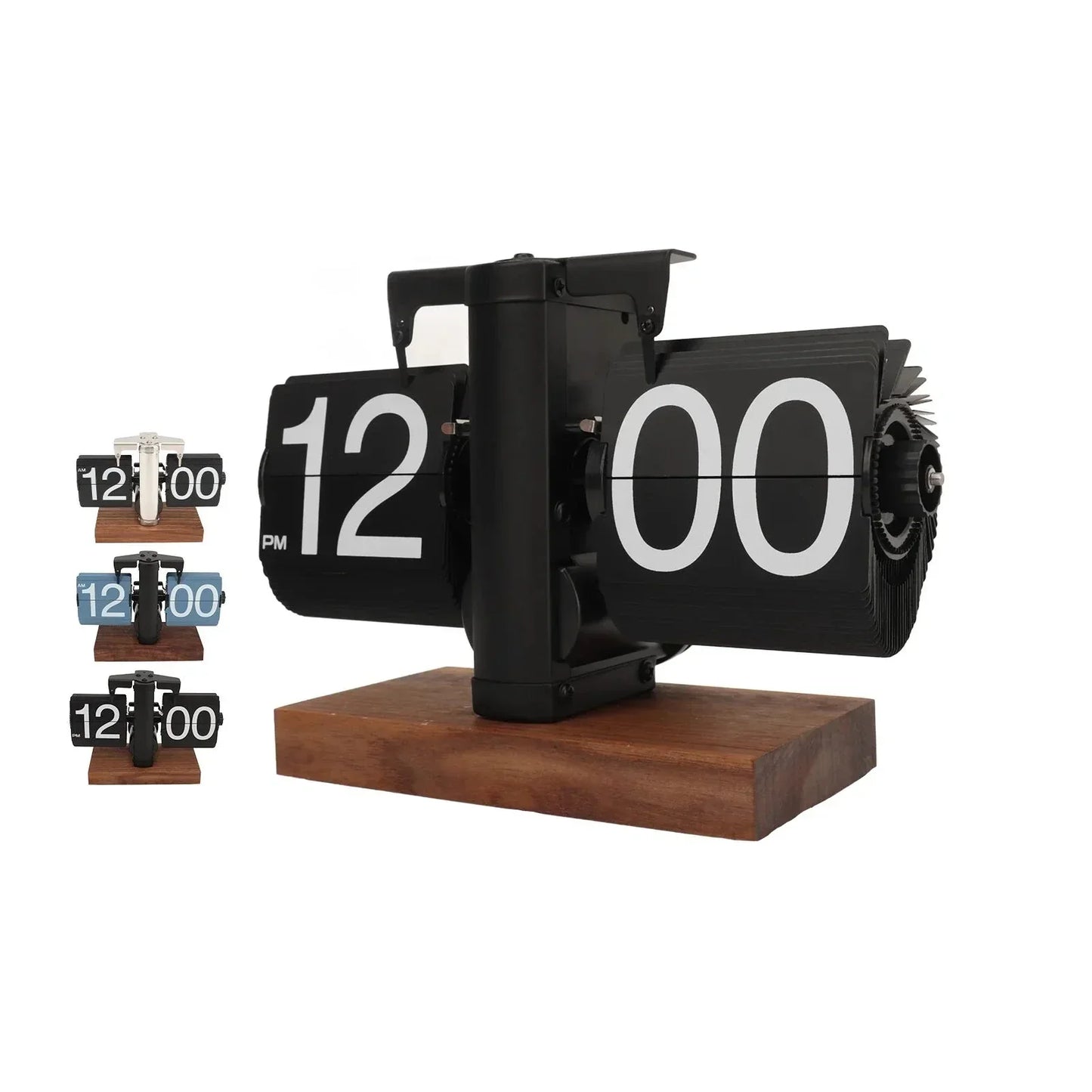 Silvara – Vintage Flip Down Clock in Walnut Wood | Retro Mechanical Design
