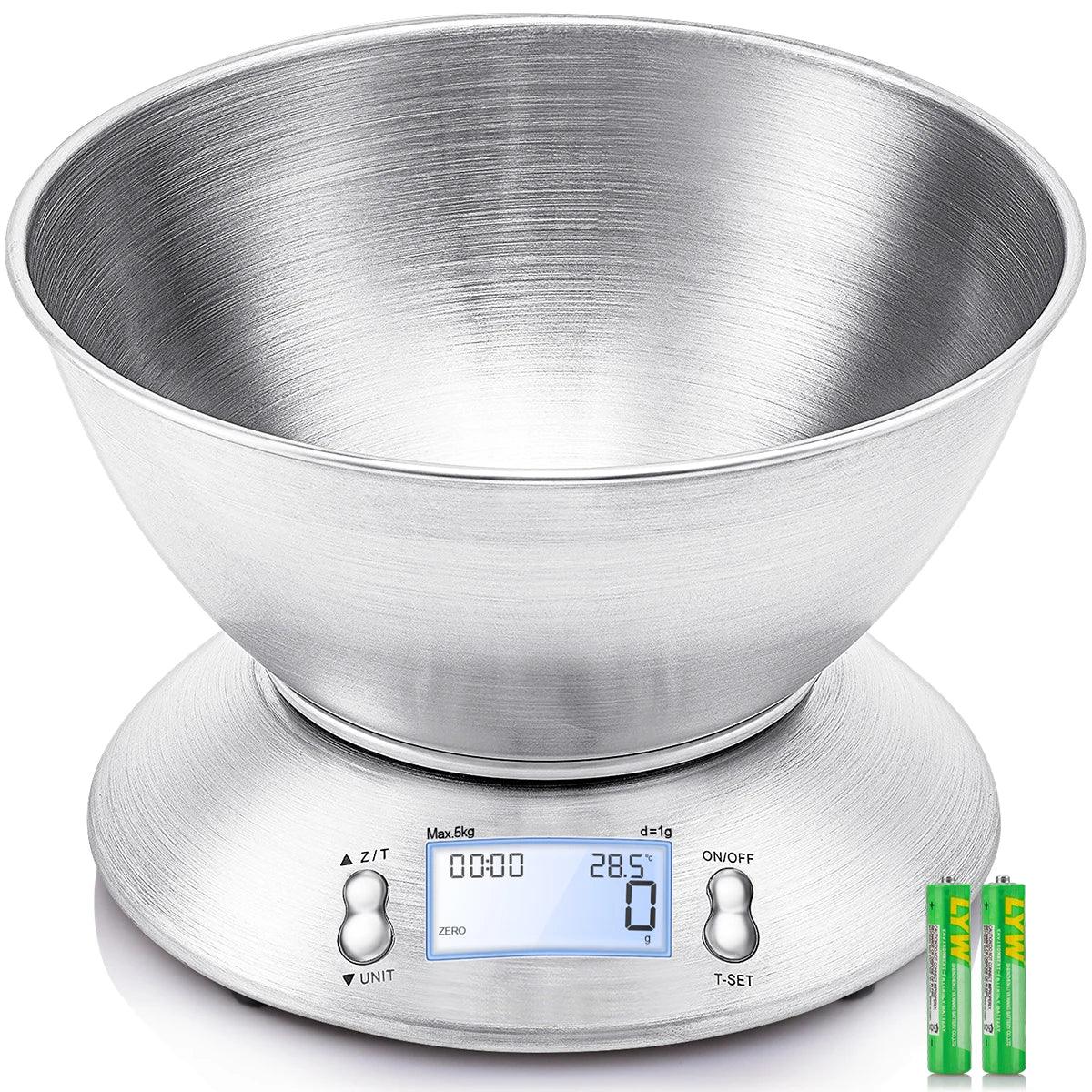 5kg Digital Kitchen Scale | High-Precision Food Weighing with Timer & Removable Bowl